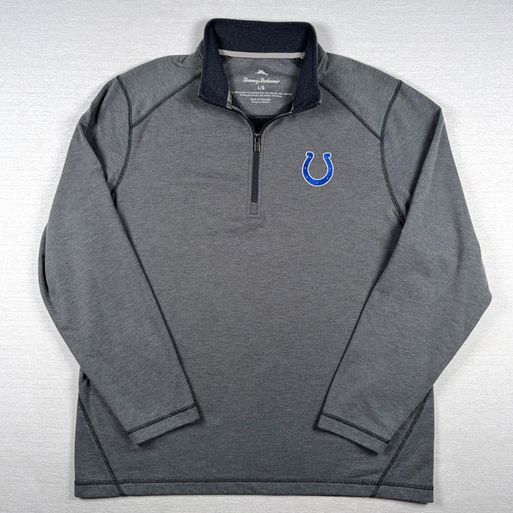 Tommy Bahama 1/4 Zip Pullover Indianapolis Colts Mens Size L Gray Poly Viscose